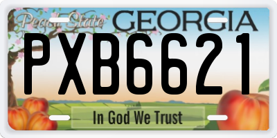 GA license plate PXB6621