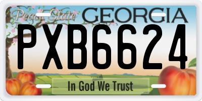 GA license plate PXB6624