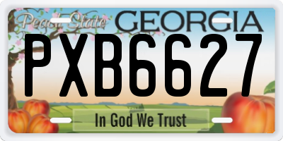 GA license plate PXB6627