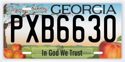 GA license plate PXB6630