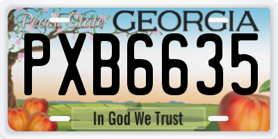GA license plate PXB6635