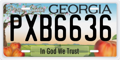 GA license plate PXB6636