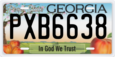 GA license plate PXB6638