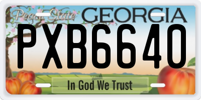 GA license plate PXB6640