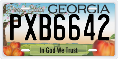 GA license plate PXB6642