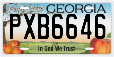 GA license plate PXB6646