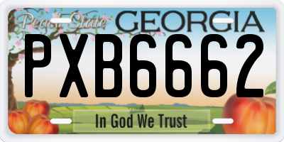 GA license plate PXB6662