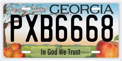 GA license plate PXB6668