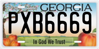 GA license plate PXB6669