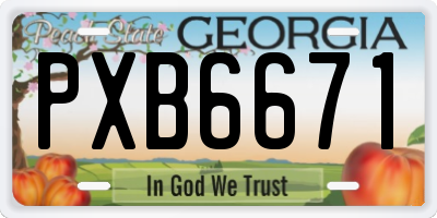 GA license plate PXB6671