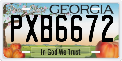 GA license plate PXB6672
