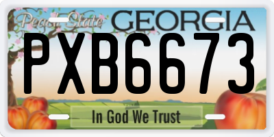 GA license plate PXB6673