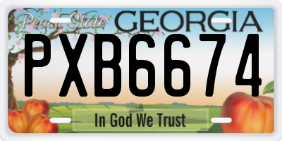 GA license plate PXB6674