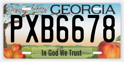 GA license plate PXB6678