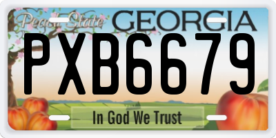 GA license plate PXB6679