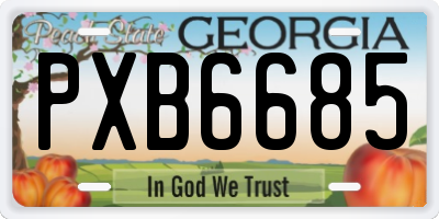 GA license plate PXB6685