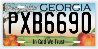 GA license plate PXB6690