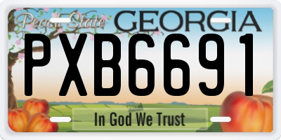 GA license plate PXB6691
