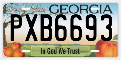 GA license plate PXB6693