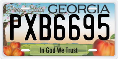GA license plate PXB6695