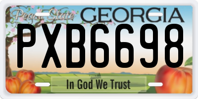 GA license plate PXB6698