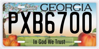 GA license plate PXB6700