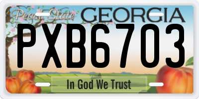 GA license plate PXB6703
