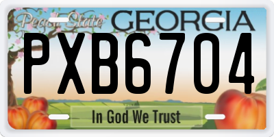 GA license plate PXB6704