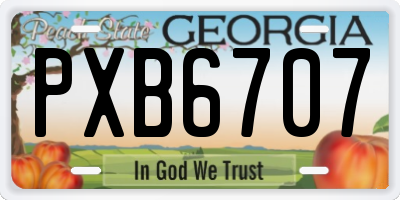 GA license plate PXB6707