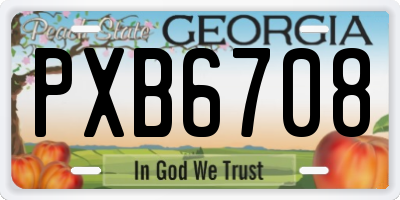 GA license plate PXB6708