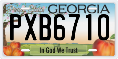 GA license plate PXB6710