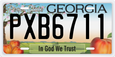 GA license plate PXB6711