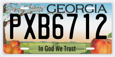 GA license plate PXB6712