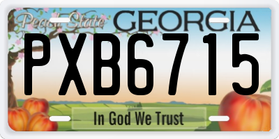 GA license plate PXB6715