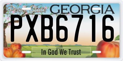 GA license plate PXB6716