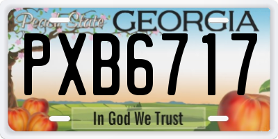 GA license plate PXB6717