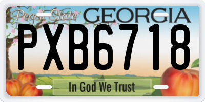GA license plate PXB6718