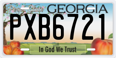 GA license plate PXB6721