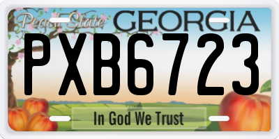 GA license plate PXB6723