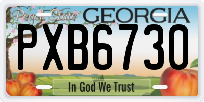 GA license plate PXB6730