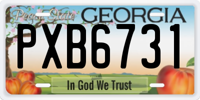GA license plate PXB6731