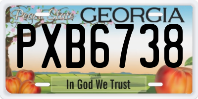 GA license plate PXB6738