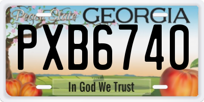 GA license plate PXB6740