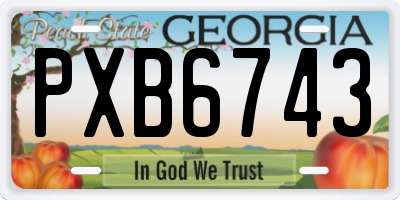 GA license plate PXB6743