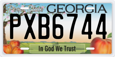 GA license plate PXB6744