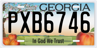 GA license plate PXB6746