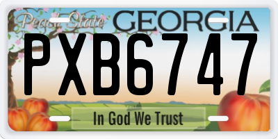 GA license plate PXB6747