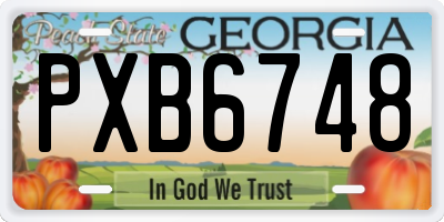 GA license plate PXB6748
