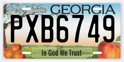 GA license plate PXB6749
