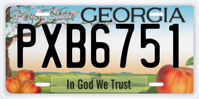 GA license plate PXB6751